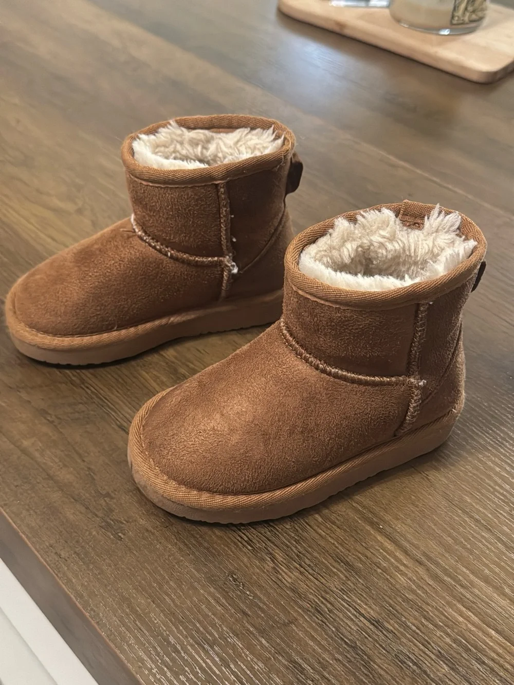 Dream Pairs Kids Brown Faux-Suede Fuzzy Lined Boots